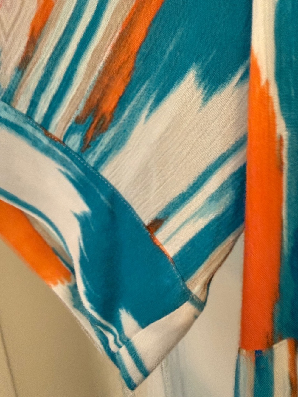 Chico’s Casual Teal & Orange Printed Tiered Babydoll Dress - Picture 4 of 8